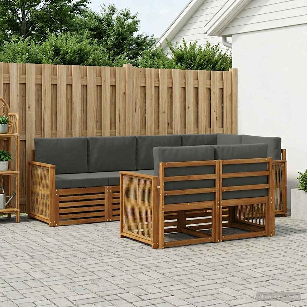 Hoekbank Set met kussen 6 pcs Natuurlijk en Antraciet is nu te koop bij PeponiXL, paradijselijk wonen!