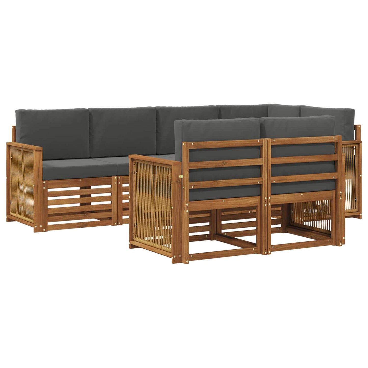 Hoekbank Set met kussen 6 pcs Natuurlijk en Antraciet is nu te koop bij PeponiXL, paradijselijk wonen!
