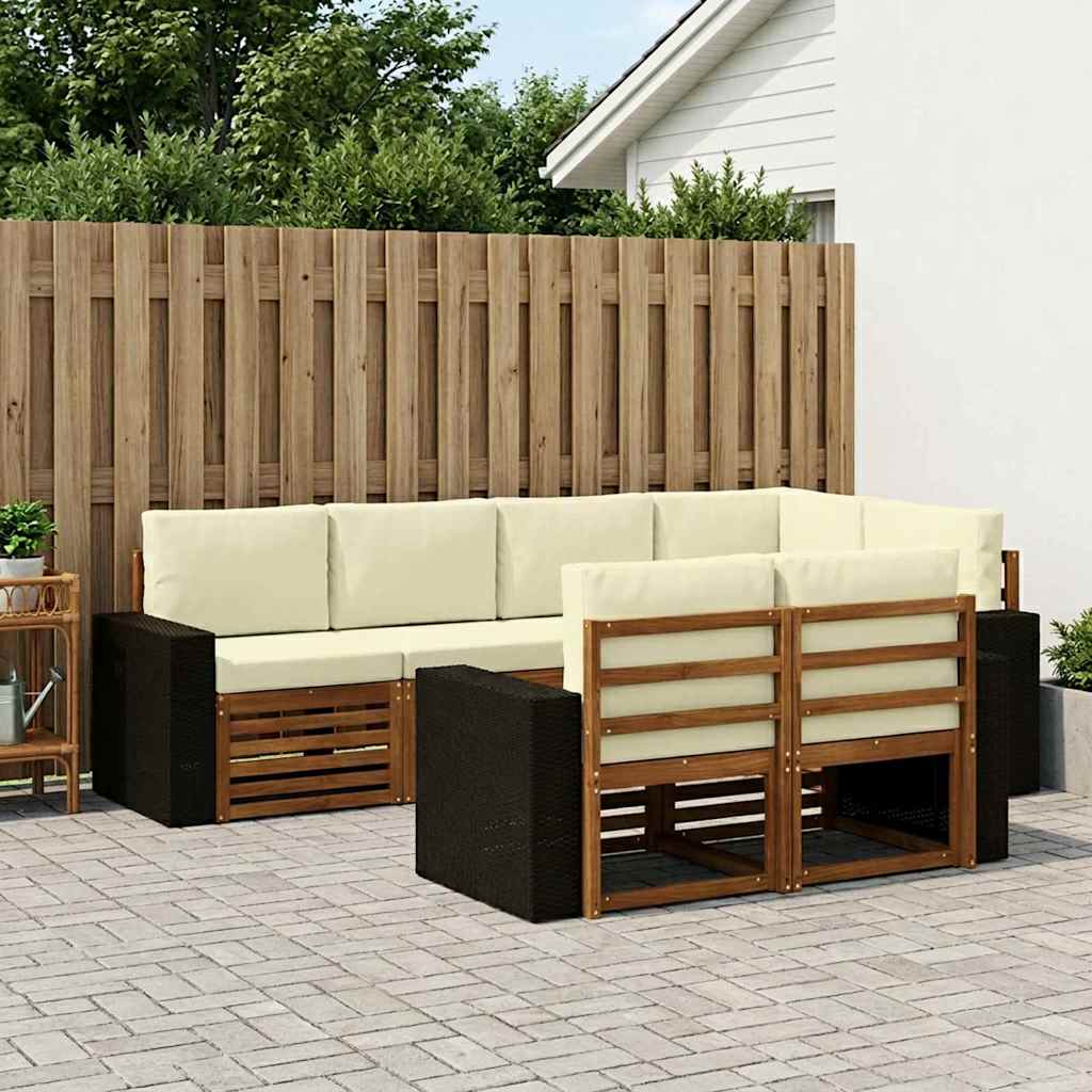 Hoekbank Set met kussen 7 pcs Natuurlijk en Crème is nu te koop bij PeponiXL, paradijselijk wonen!