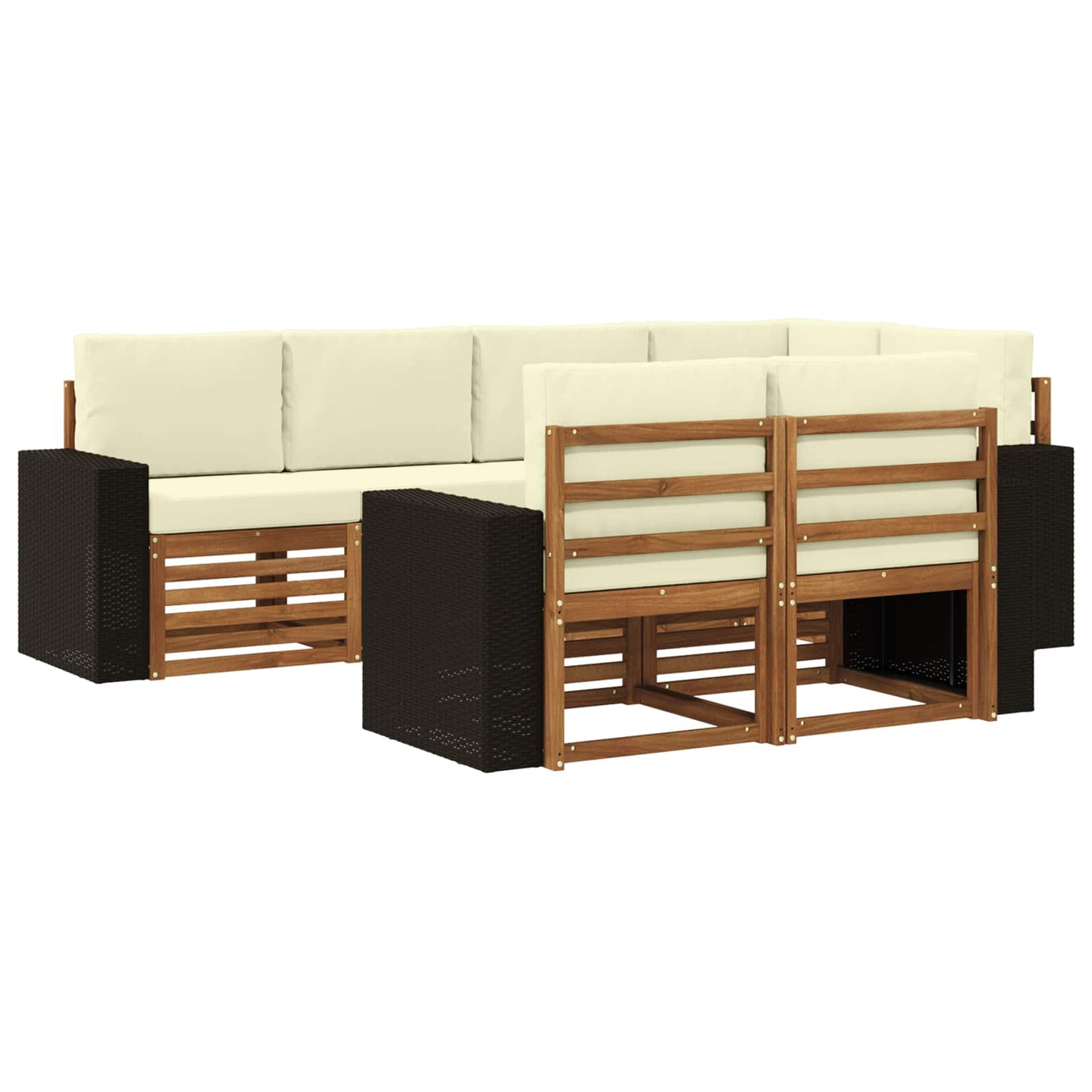 Hoekbank Set met kussen 7 pcs Natuurlijk en Crème is nu te koop bij PeponiXL, paradijselijk wonen!