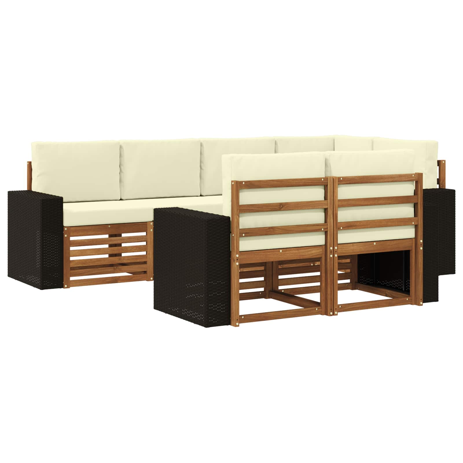 Hoekbank Set met kussen 7 pcs Natuurlijk en Crème is nu te koop bij PeponiXL, paradijselijk wonen!