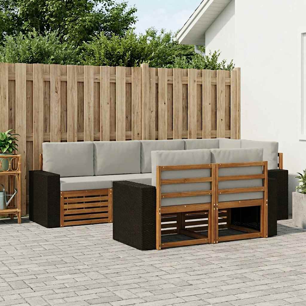 Hoekbank Set met kussen 7 pcs Naturel en lichtgrijs is nu te koop bij PeponiXL, paradijselijk wonen!