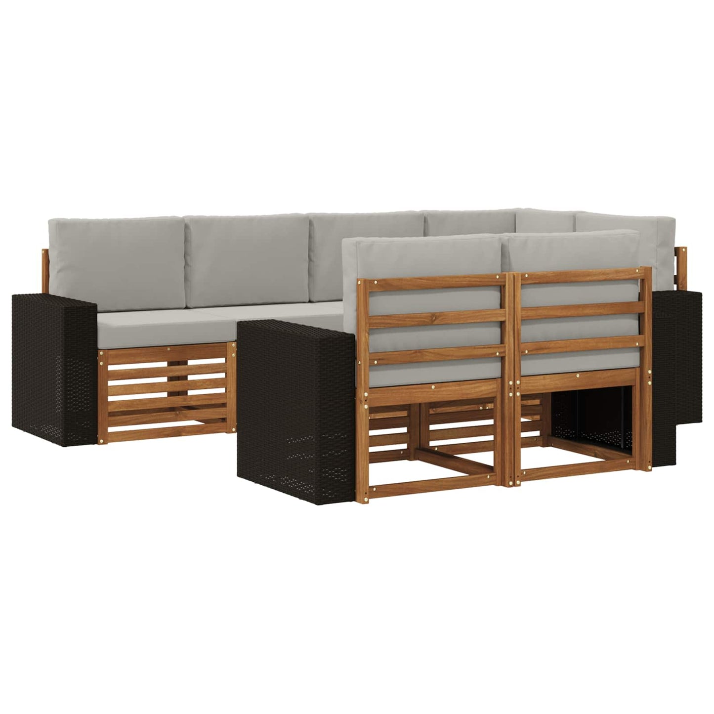 Hoekbank Set met kussen 7 pcs Naturel en lichtgrijs is nu te koop bij PeponiXL, paradijselijk wonen!