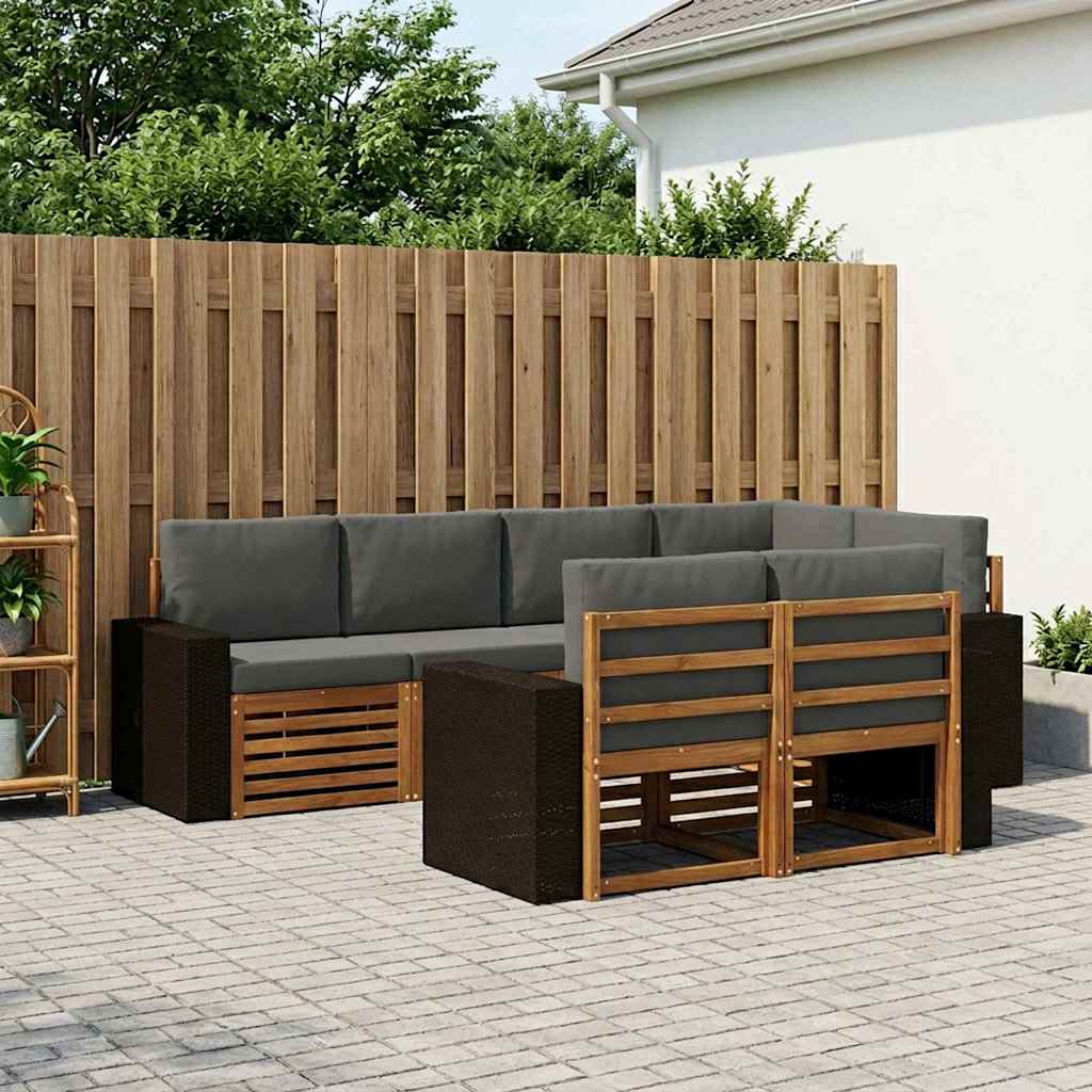 Hoekbank Set met kussen 7 pcs Natuurlijk en Antraciet is nu te koop bij PeponiXL, paradijselijk wonen!