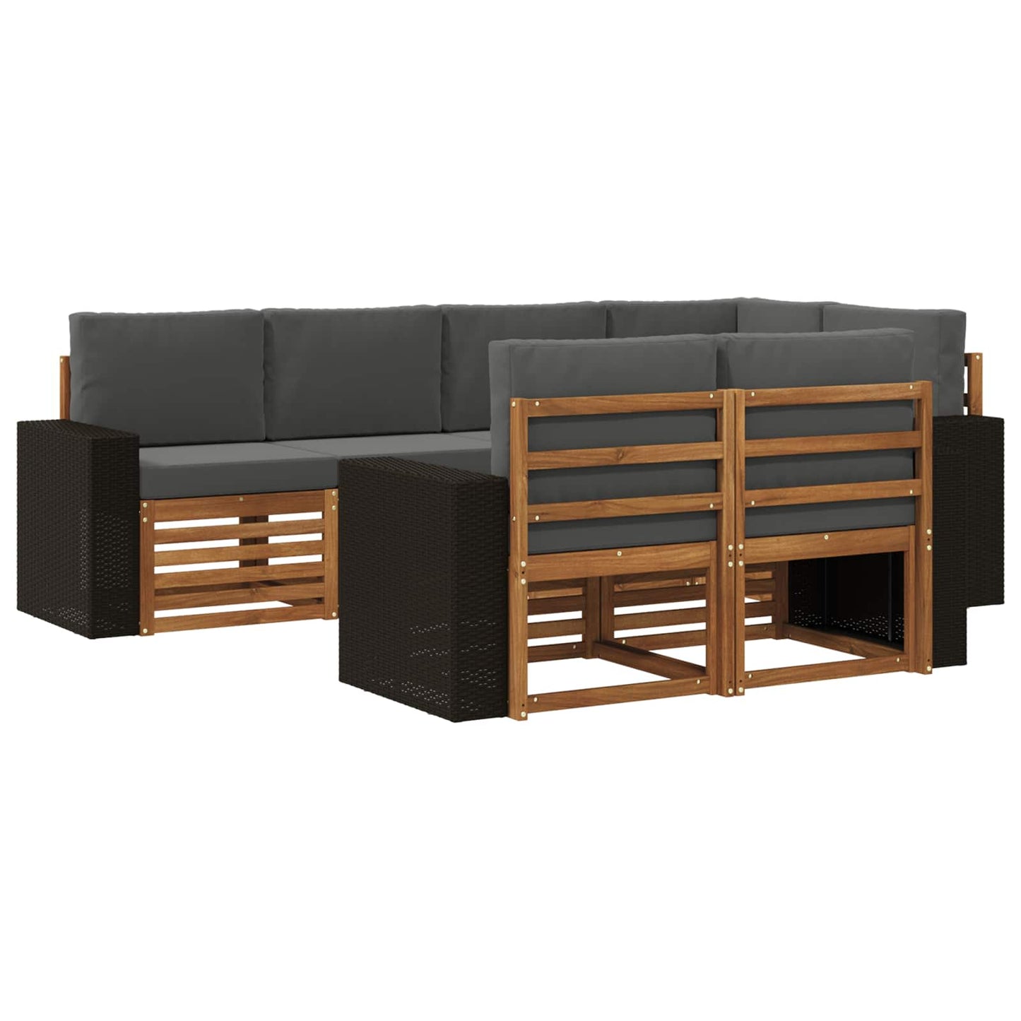 Hoekbank Set met kussen 7 pcs Natuurlijk en Antraciet is nu te koop bij PeponiXL, paradijselijk wonen!