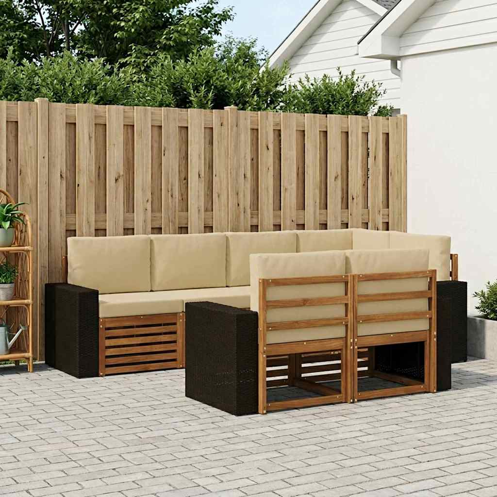 Hoekbank Set met kussen 7 pcs Natuurlijk en Beige is nu te koop bij PeponiXL, paradijselijk wonen!