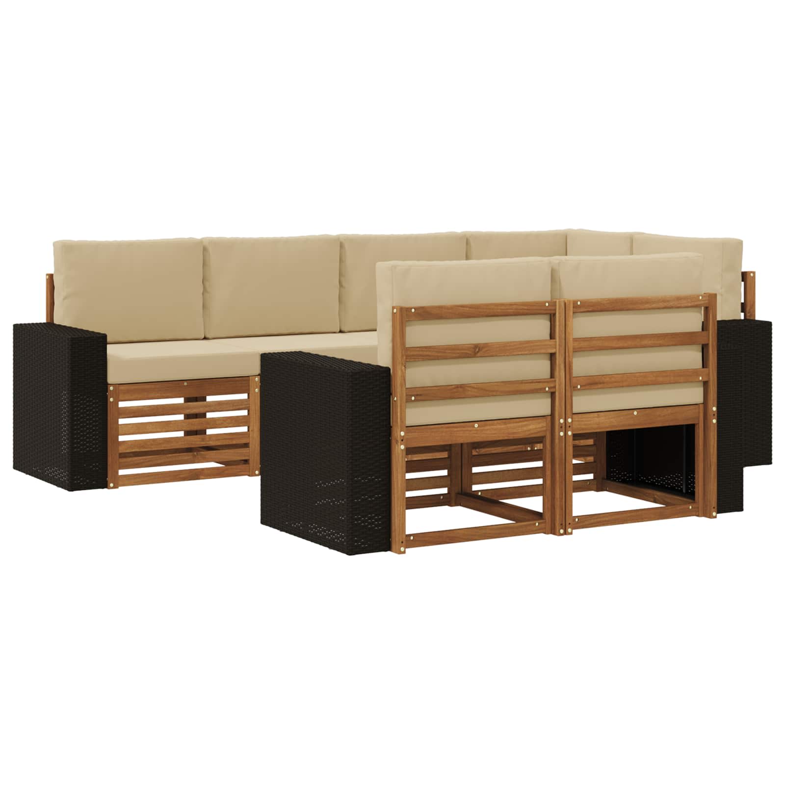 Hoekbank Set met kussen 7 pcs Natuurlijk en Beige is nu te koop bij PeponiXL, paradijselijk wonen!