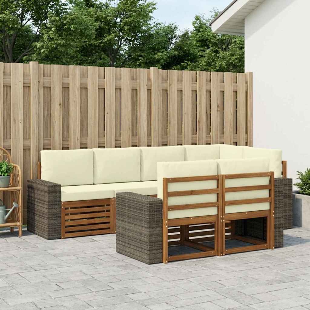 Hoekbank Set met kussen 7 pcs Natuurlijk en Crème is nu te koop bij PeponiXL, paradijselijk wonen!