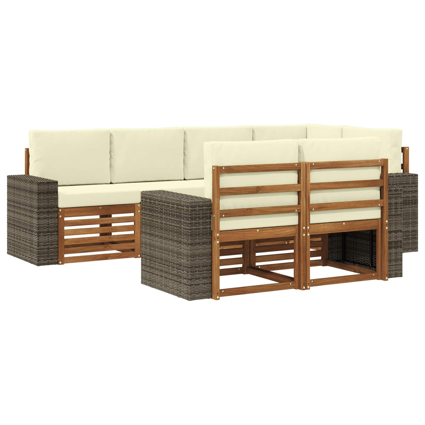 Hoekbank Set met kussen 7 pcs Natuurlijk en Crème is nu te koop bij PeponiXL, paradijselijk wonen!