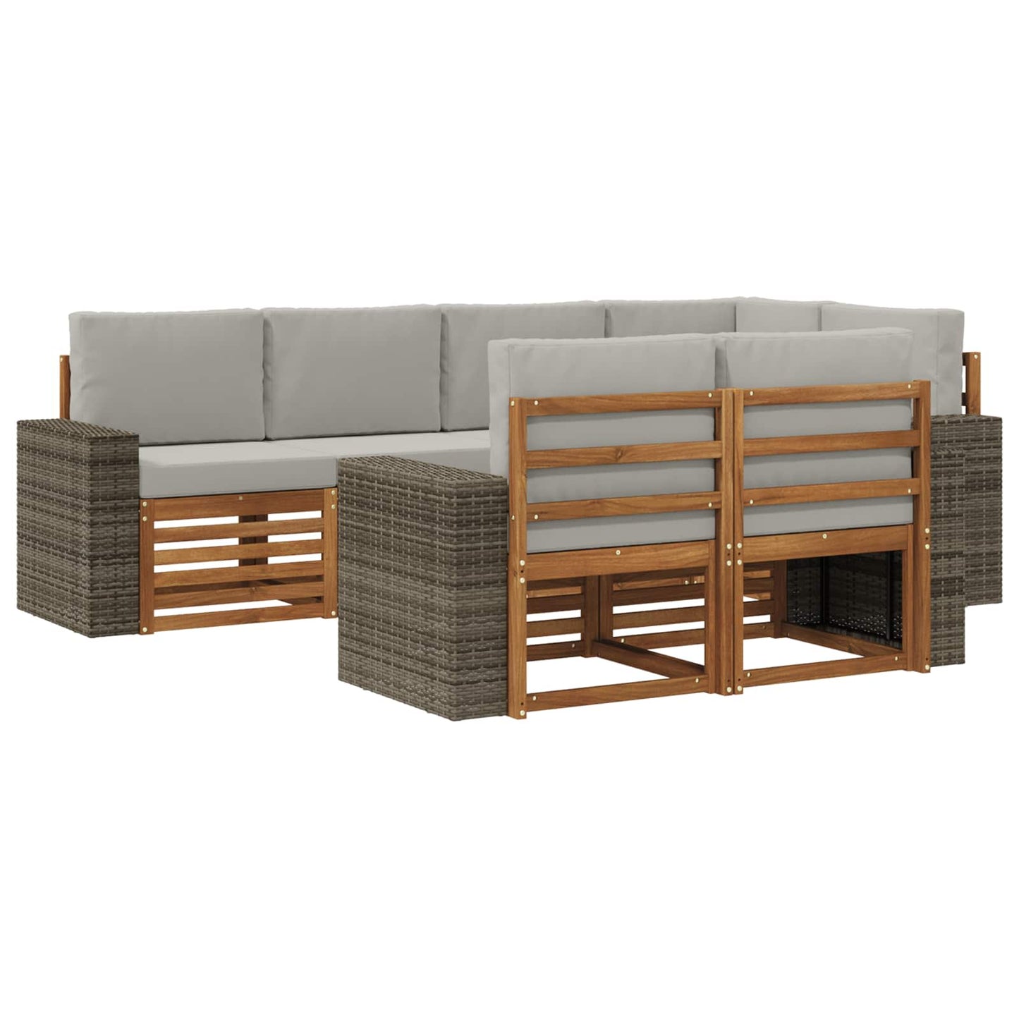 Hoekbank Set met kussen 7 pcs Naturel en lichtgrijs is nu te koop bij PeponiXL, paradijselijk wonen!