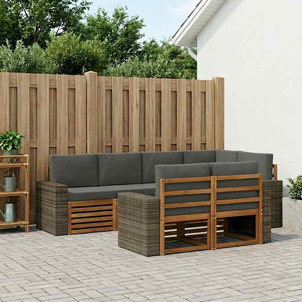 Hoekbank Set met kussen 7 pcs Natuurlijk en Antraciet is nu te koop bij PeponiXL, paradijselijk wonen!