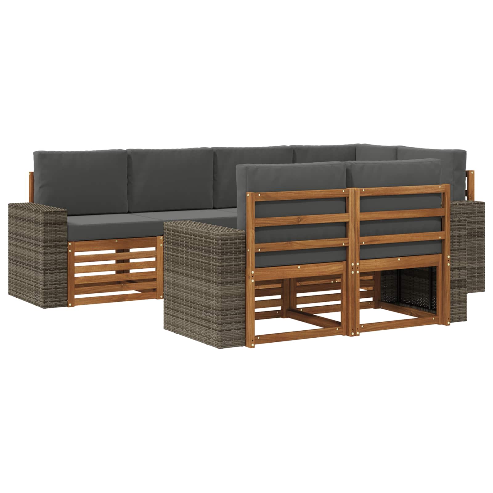 Hoekbank Set met kussen 7 pcs Natuurlijk en Antraciet is nu te koop bij PeponiXL, paradijselijk wonen!