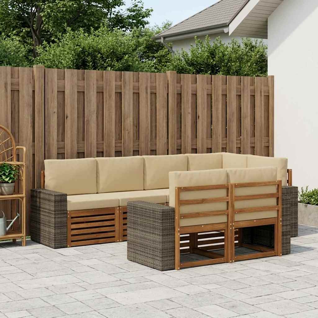 Hoekbank Set met kussen 7 pcs Natuurlijk en Beige is nu te koop bij PeponiXL, paradijselijk wonen!
