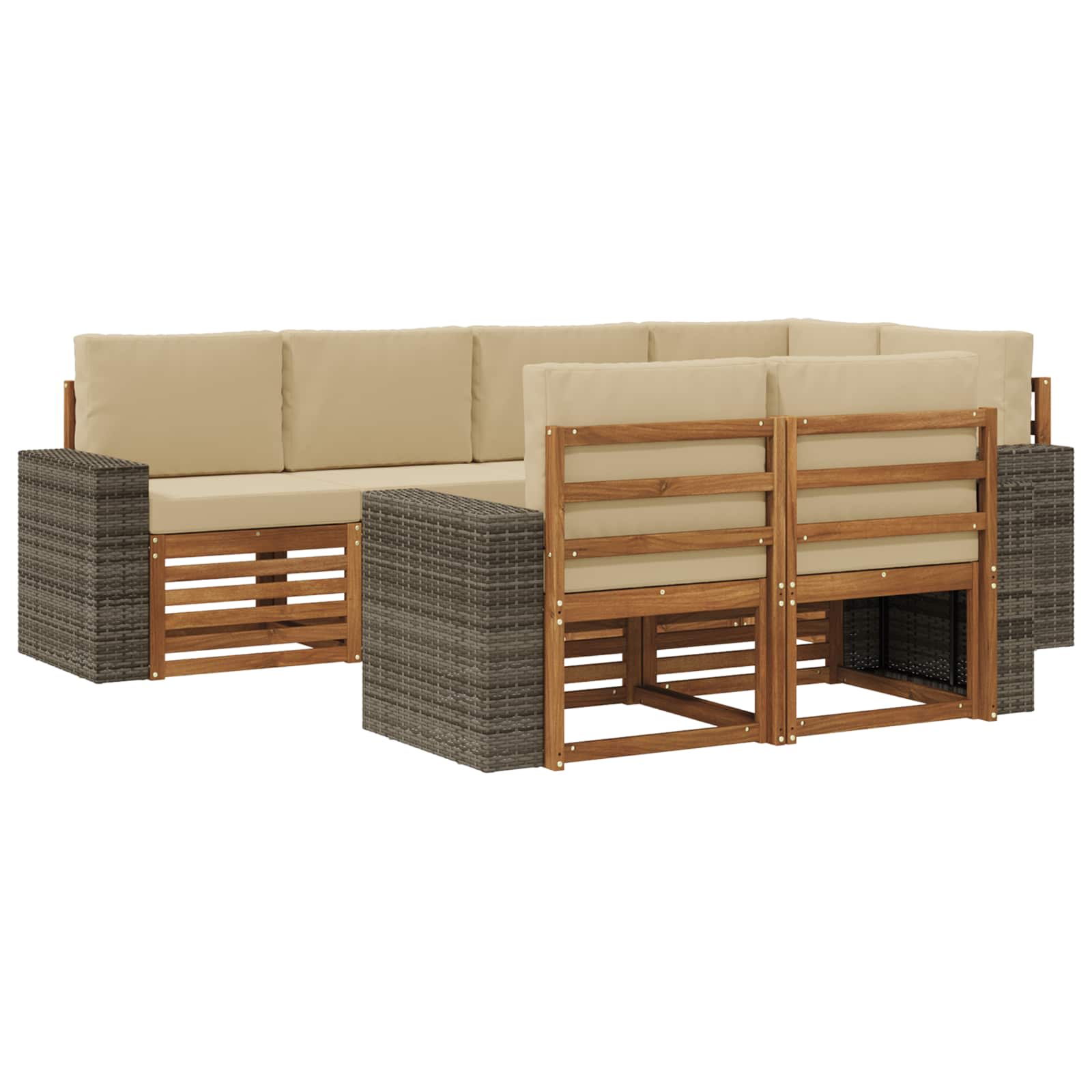 Hoekbank Set met kussen 7 pcs Natuurlijk en Beige is nu te koop bij PeponiXL, paradijselijk wonen!
