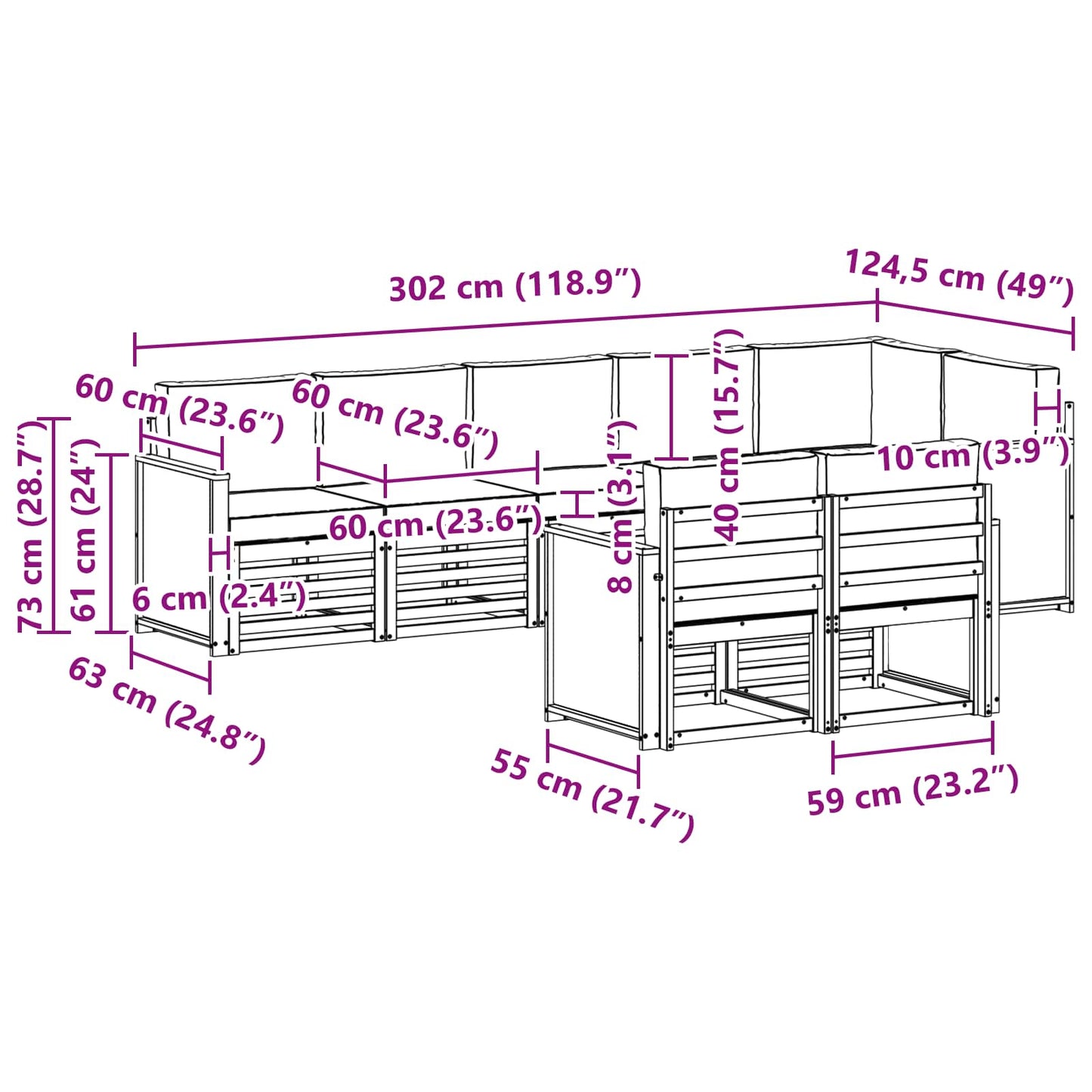Sofa-Sets Massief Acaciahout is nu te koop bij PeponiXL, paradijselijk wonen!