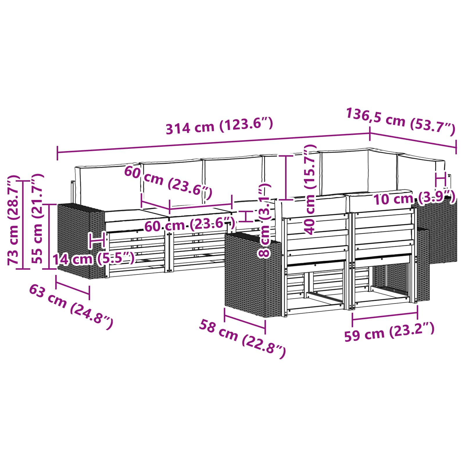 Sofa-Sets Massief Acaciahout is nu te koop bij PeponiXL, paradijselijk wonen!