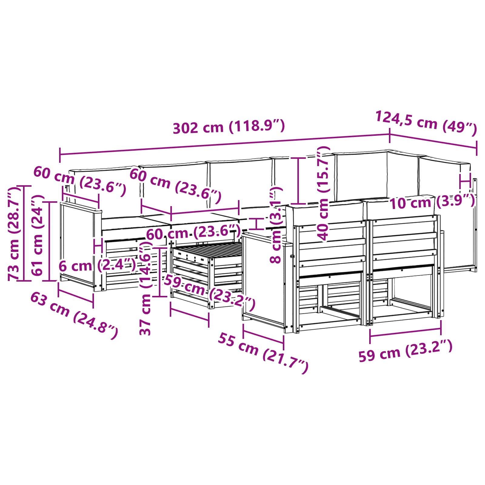 Sofa-Sets Massief Acaciahout is nu te koop bij PeponiXL, paradijselijk wonen!