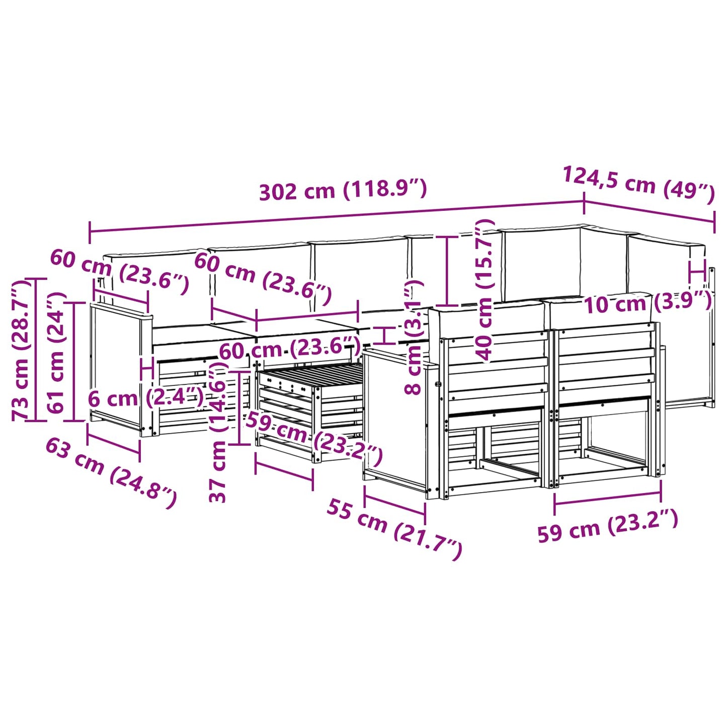 Sofa-Sets Massief Acaciahout is nu te koop bij PeponiXL, paradijselijk wonen!