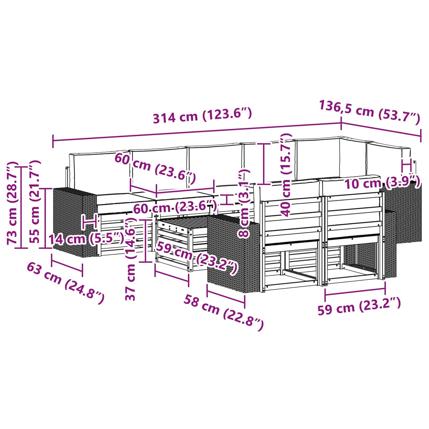 Sofa-Sets Massief Acaciahout is nu te koop bij PeponiXL, paradijselijk wonen!