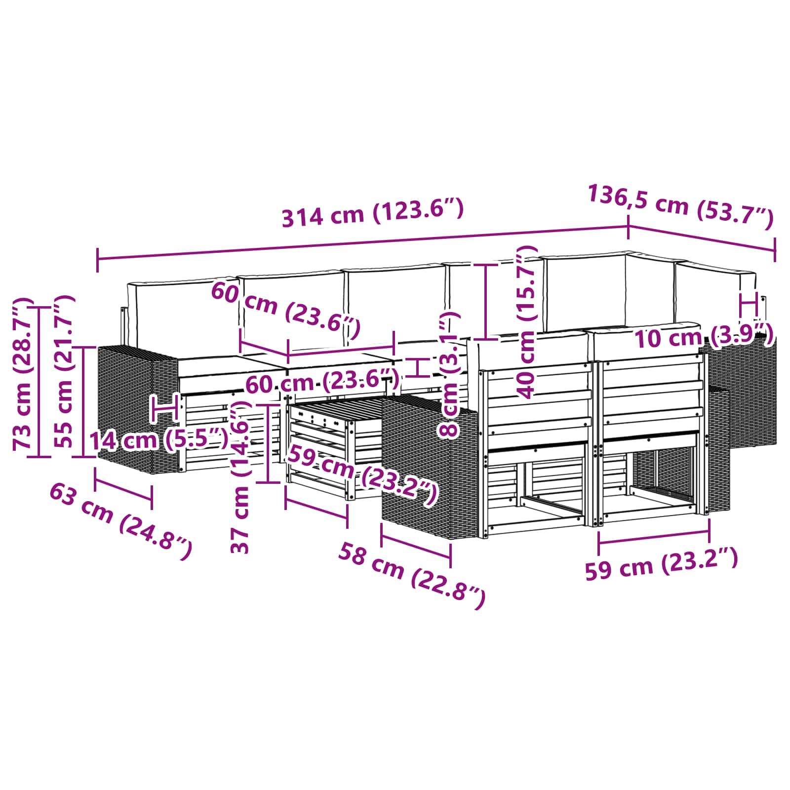 Sofa-Sets Massief Acaciahout is nu te koop bij PeponiXL, paradijselijk wonen!