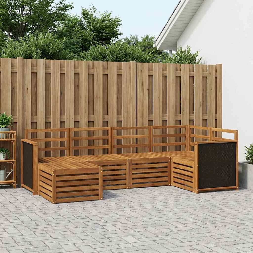 Hoekbank Set 5 pcs Naturel Massief Acaciahout is nu te koop bij PeponiXL, paradijselijk wonen!