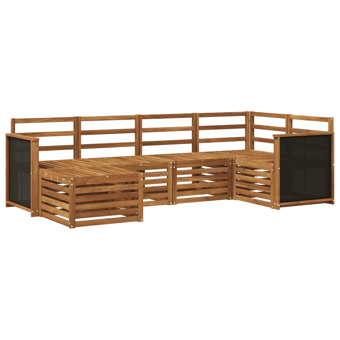 Hoekbank Set 5 pcs Naturel Massief Acaciahout is nu te koop bij PeponiXL, paradijselijk wonen!
