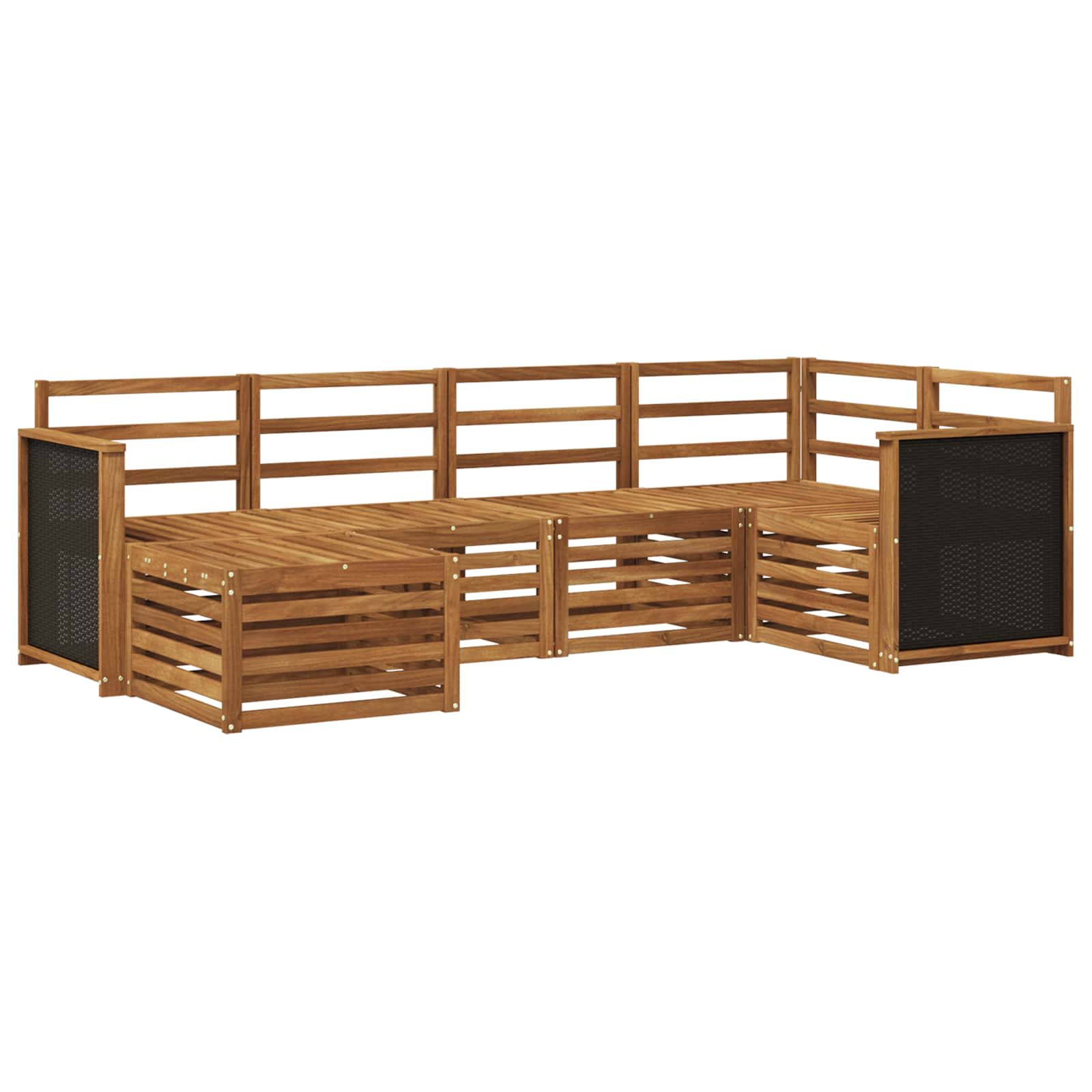 Hoekbank Set 5 pcs Naturel Massief Acaciahout is nu te koop bij PeponiXL, paradijselijk wonen!