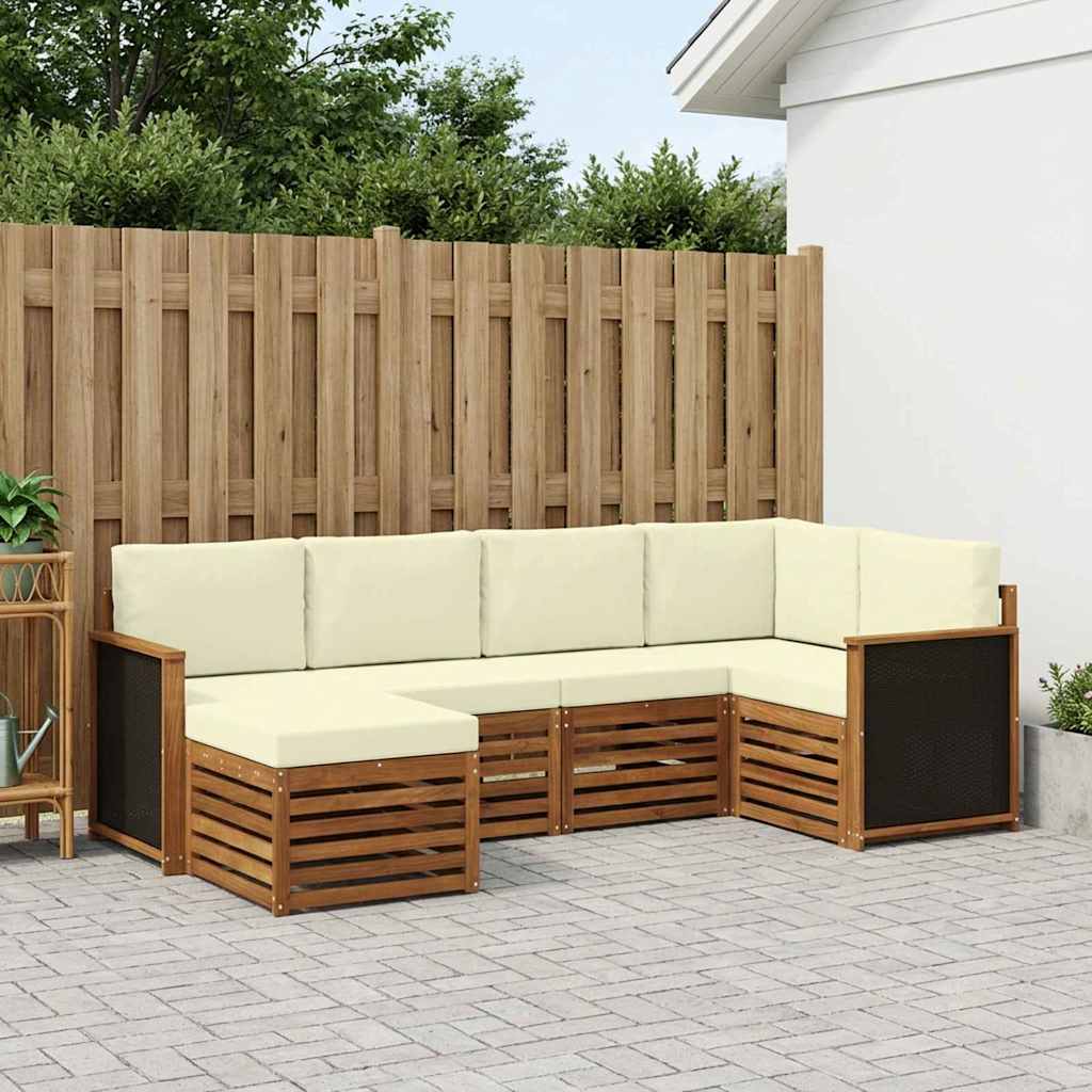 Hoekbank Set met kussen 5 pcs Natuurlijk en Crème is nu te koop bij PeponiXL, paradijselijk wonen!