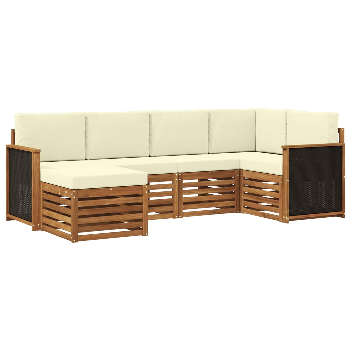 Hoekbank Set met kussen 5 pcs Natuurlijk en Crème is nu te koop bij PeponiXL, paradijselijk wonen!