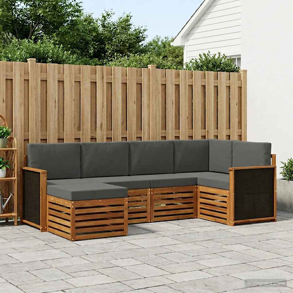 Hoekbank Set met kussen 5 pcs Natuurlijk en Antraciet is nu te koop bij PeponiXL, paradijselijk wonen!