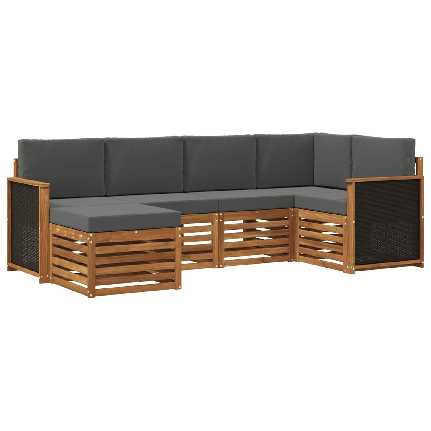 Hoekbank Set met kussen 5 pcs Natuurlijk en Antraciet is nu te koop bij PeponiXL, paradijselijk wonen!