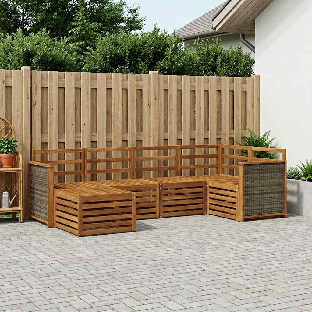 Hoekbank Set 5 pcs Naturel Massief Acaciahout is nu te koop bij PeponiXL, paradijselijk wonen!