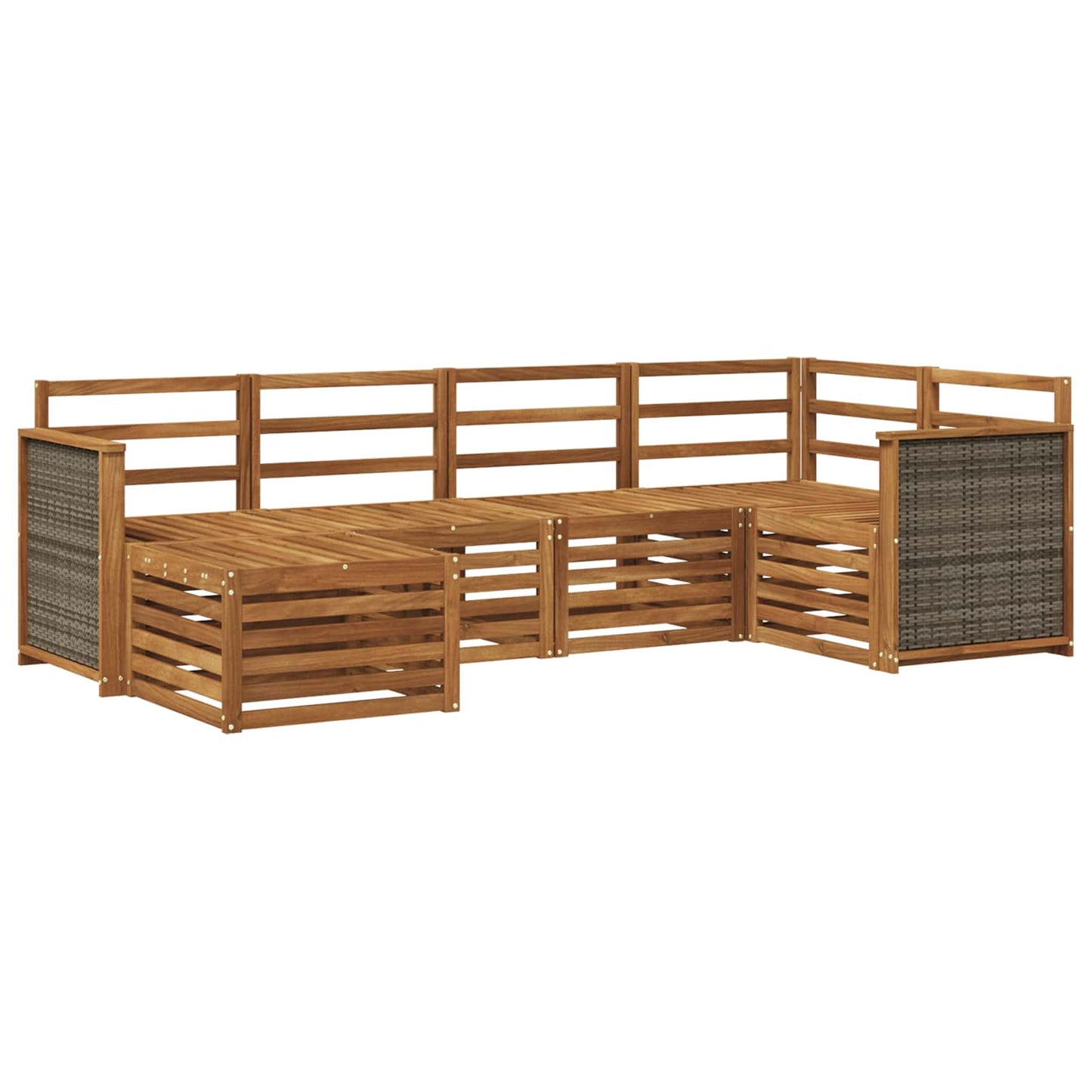 Hoekbank Set 5 pcs Naturel Massief Acaciahout is nu te koop bij PeponiXL, paradijselijk wonen!