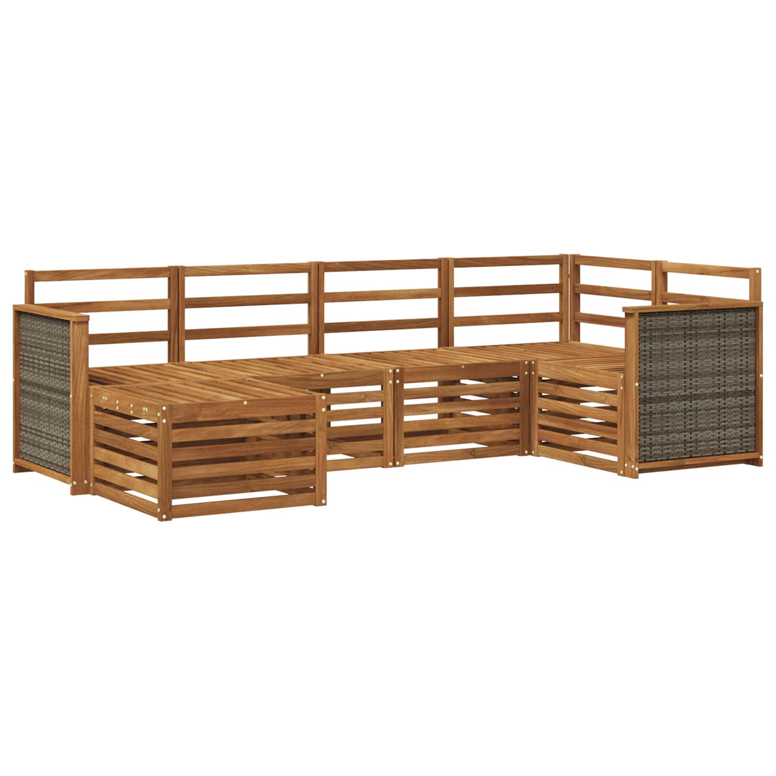Hoekbank Set 5 pcs Naturel Massief Acaciahout is nu te koop bij PeponiXL, paradijselijk wonen!