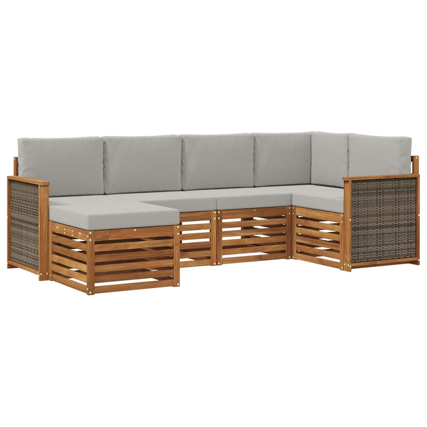 Hoekbank Set met kussen 5 pcs Naturel en lichtgrijs is nu te koop bij PeponiXL, paradijselijk wonen!