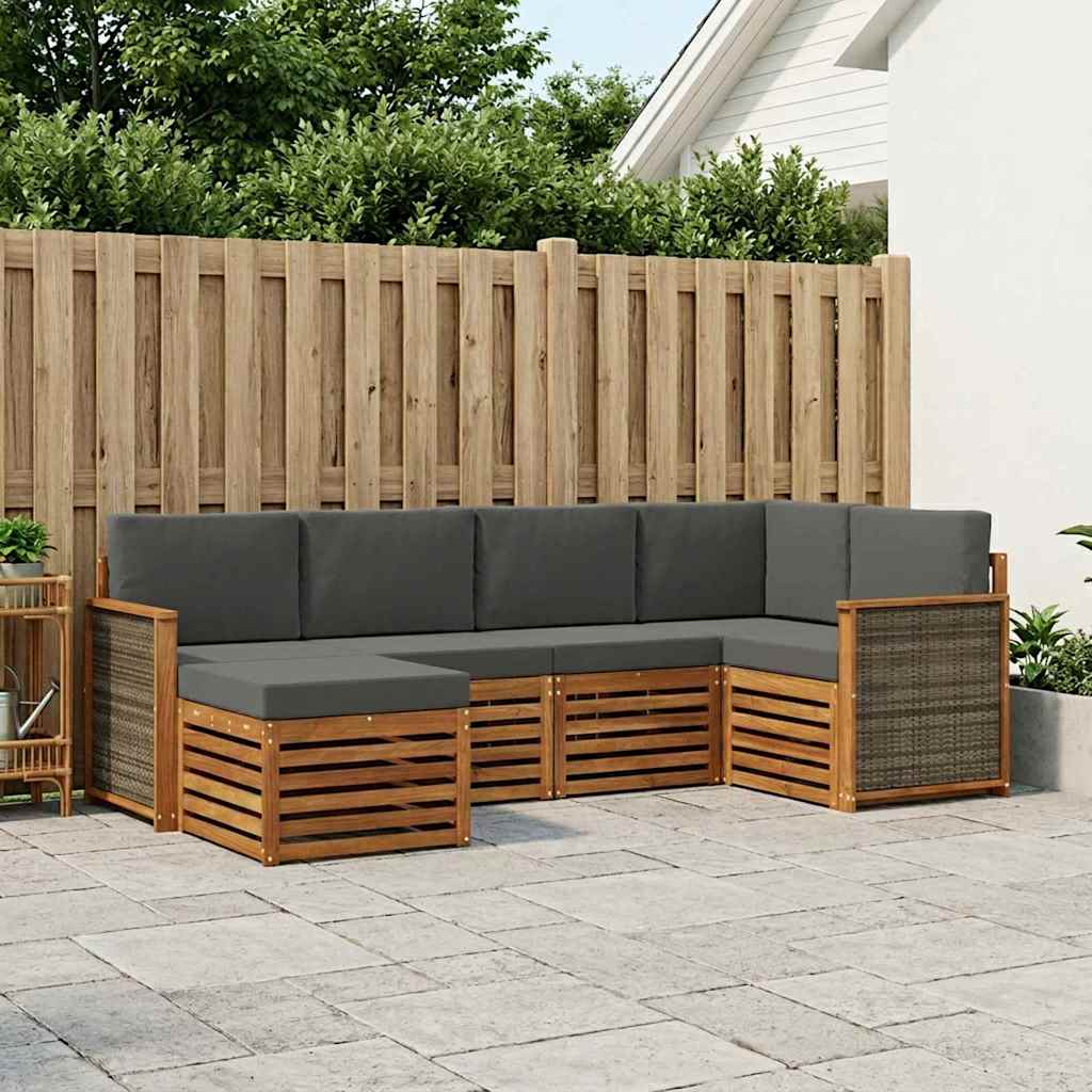 Hoekbank Set met kussen 5 pcs Natuurlijk en Antraciet is nu te koop bij PeponiXL, paradijselijk wonen!
