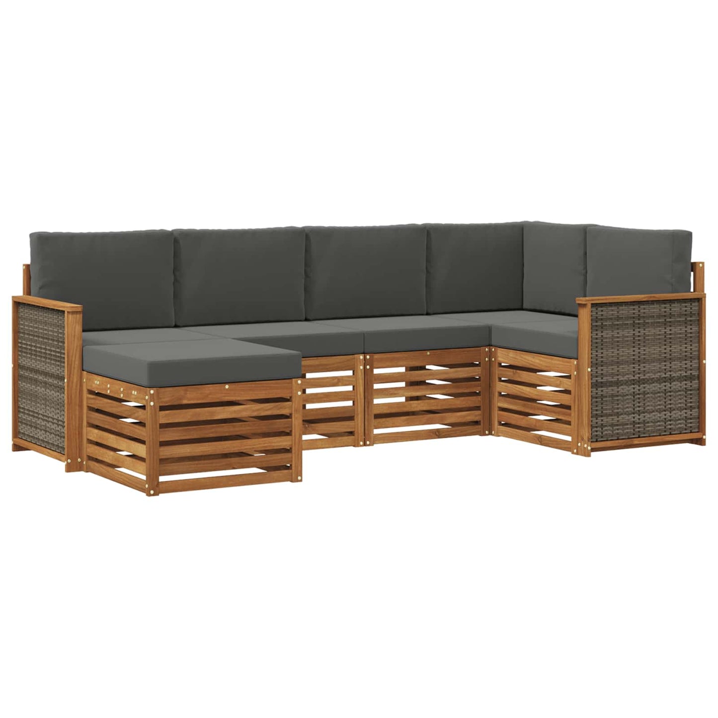 Hoekbank Set met kussen 5 pcs Natuurlijk en Antraciet is nu te koop bij PeponiXL, paradijselijk wonen!