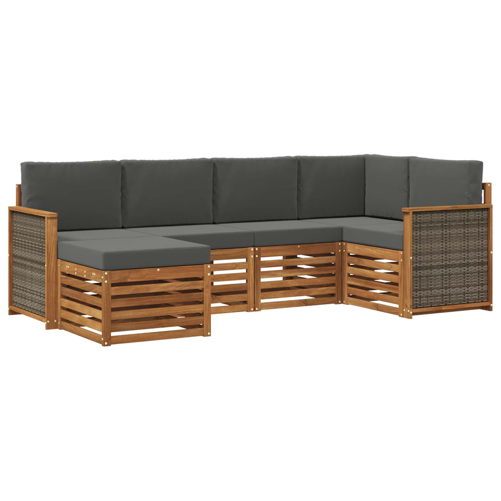 Hoekbank Set met kussen 5 pcs Natuurlijk en Antraciet is nu te koop bij PeponiXL, paradijselijk wonen!