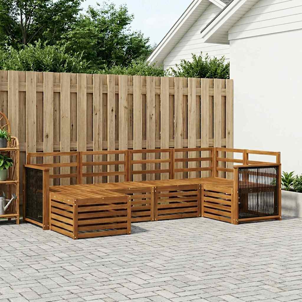 Hoekbank Set 5 pcs Naturel Massief Acaciahout is nu te koop bij PeponiXL, paradijselijk wonen!
