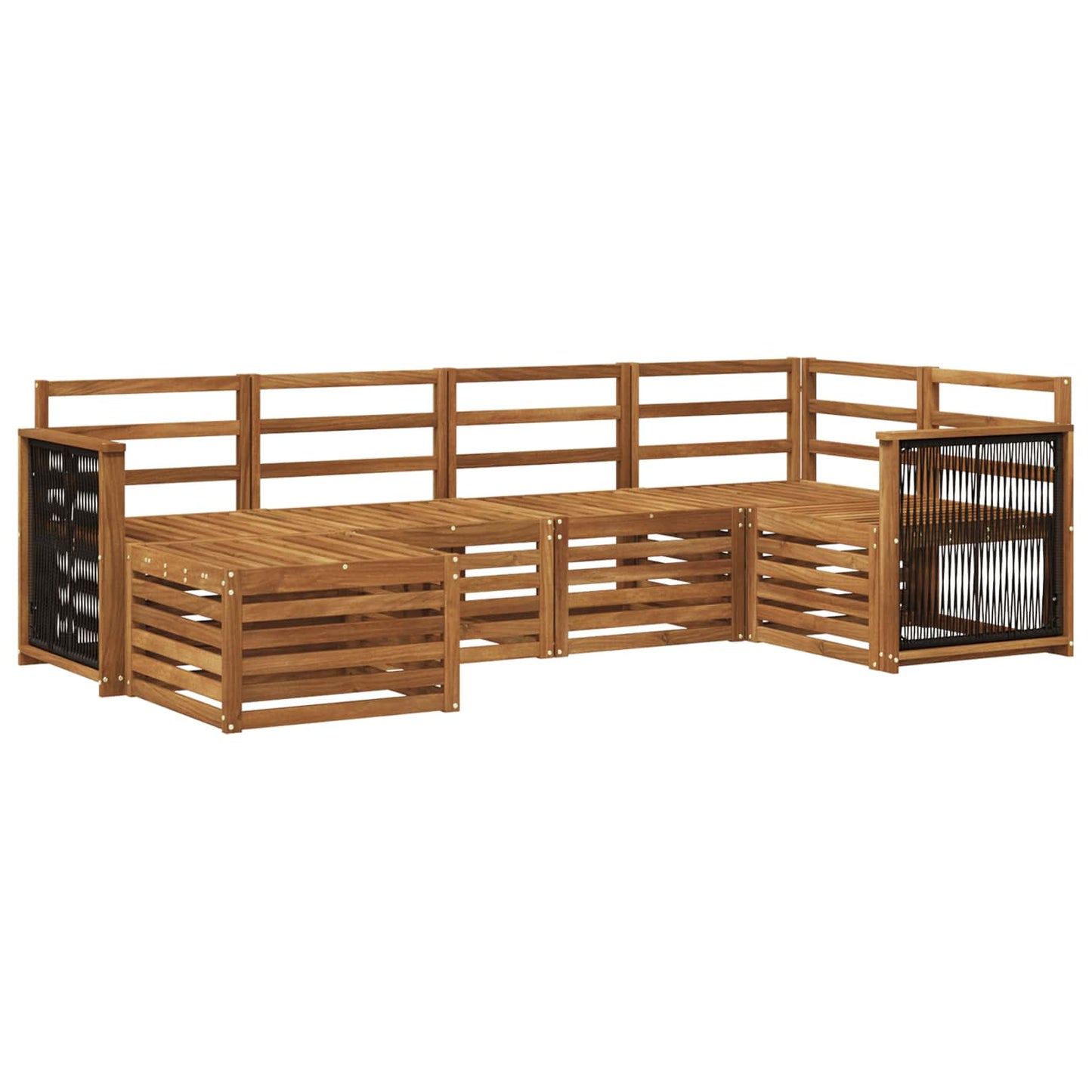 Hoekbank Set 5 pcs Naturel Massief Acaciahout is nu te koop bij PeponiXL, paradijselijk wonen!