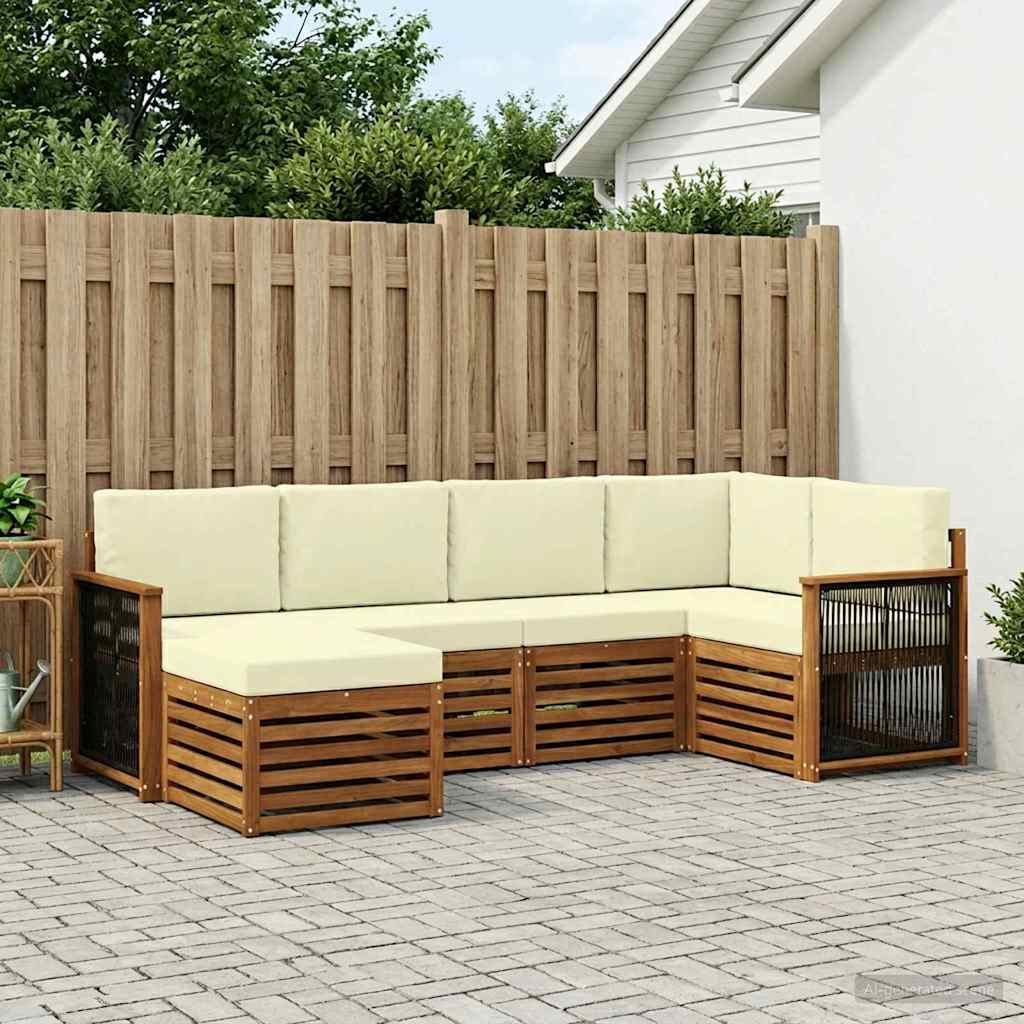 Hoekbank Set met kussen 5 pcs Natuurlijk en Crème is nu te koop bij PeponiXL, paradijselijk wonen!