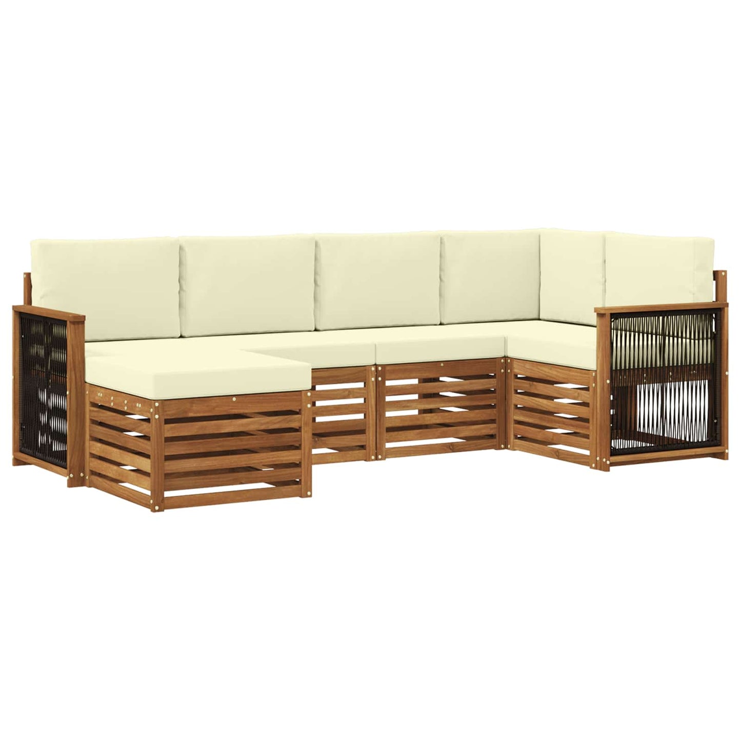 Hoekbank Set met kussen 5 pcs Natuurlijk en Crème is nu te koop bij PeponiXL, paradijselijk wonen!