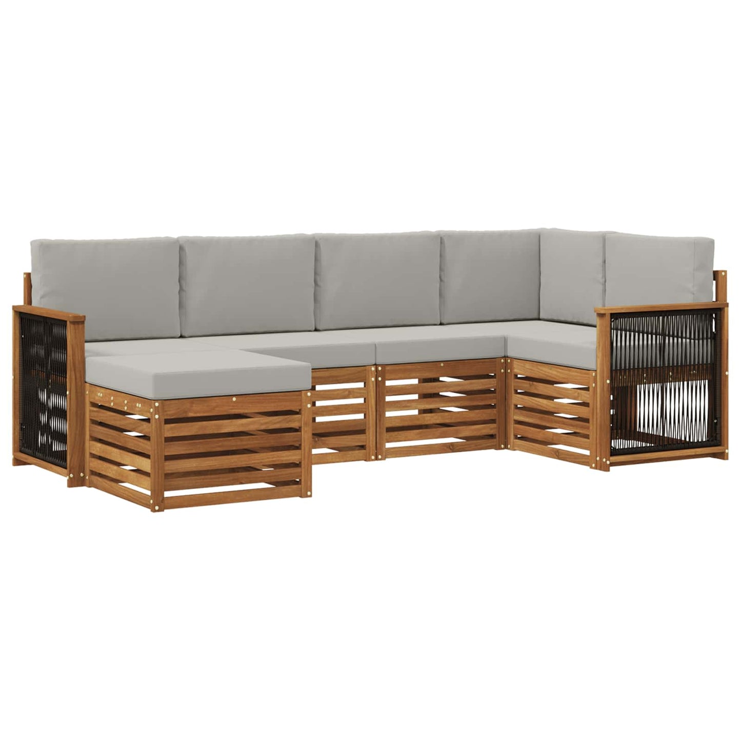 Hoekbank Set met kussen 5 pcs Naturel en lichtgrijs is nu te koop bij PeponiXL, paradijselijk wonen!