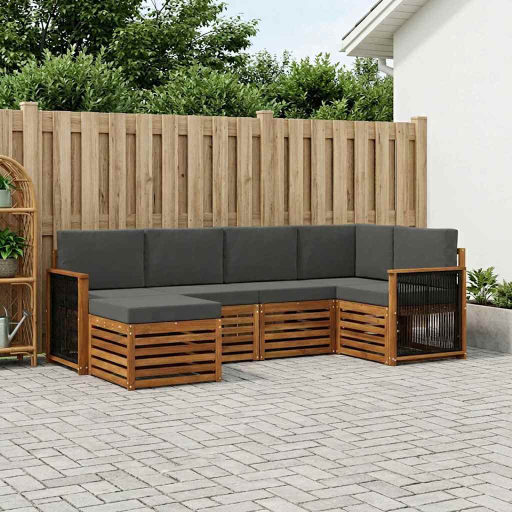 Hoekbank Set met kussen 5 pcs Natuurlijk en Antraciet is nu te koop bij PeponiXL, paradijselijk wonen!
