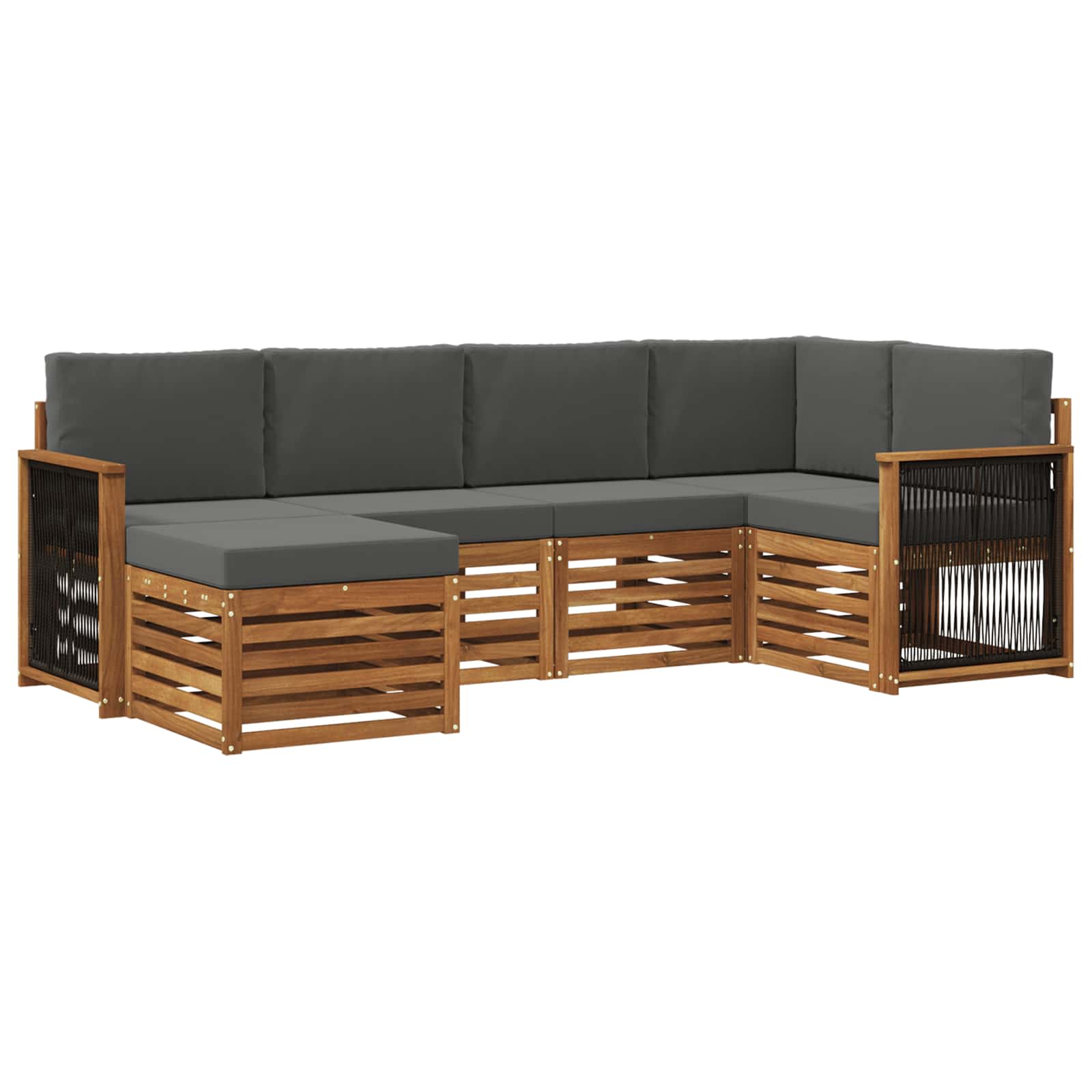Hoekbank Set met kussen 5 pcs Natuurlijk en Antraciet is nu te koop bij PeponiXL, paradijselijk wonen!