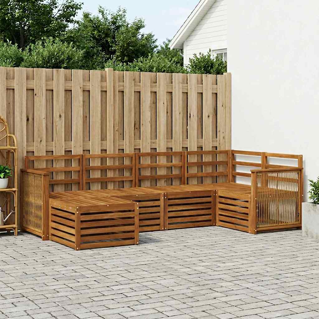 Hoekbank Set 5 pcs Naturel Massief Acaciahout is nu te koop bij PeponiXL, paradijselijk wonen!