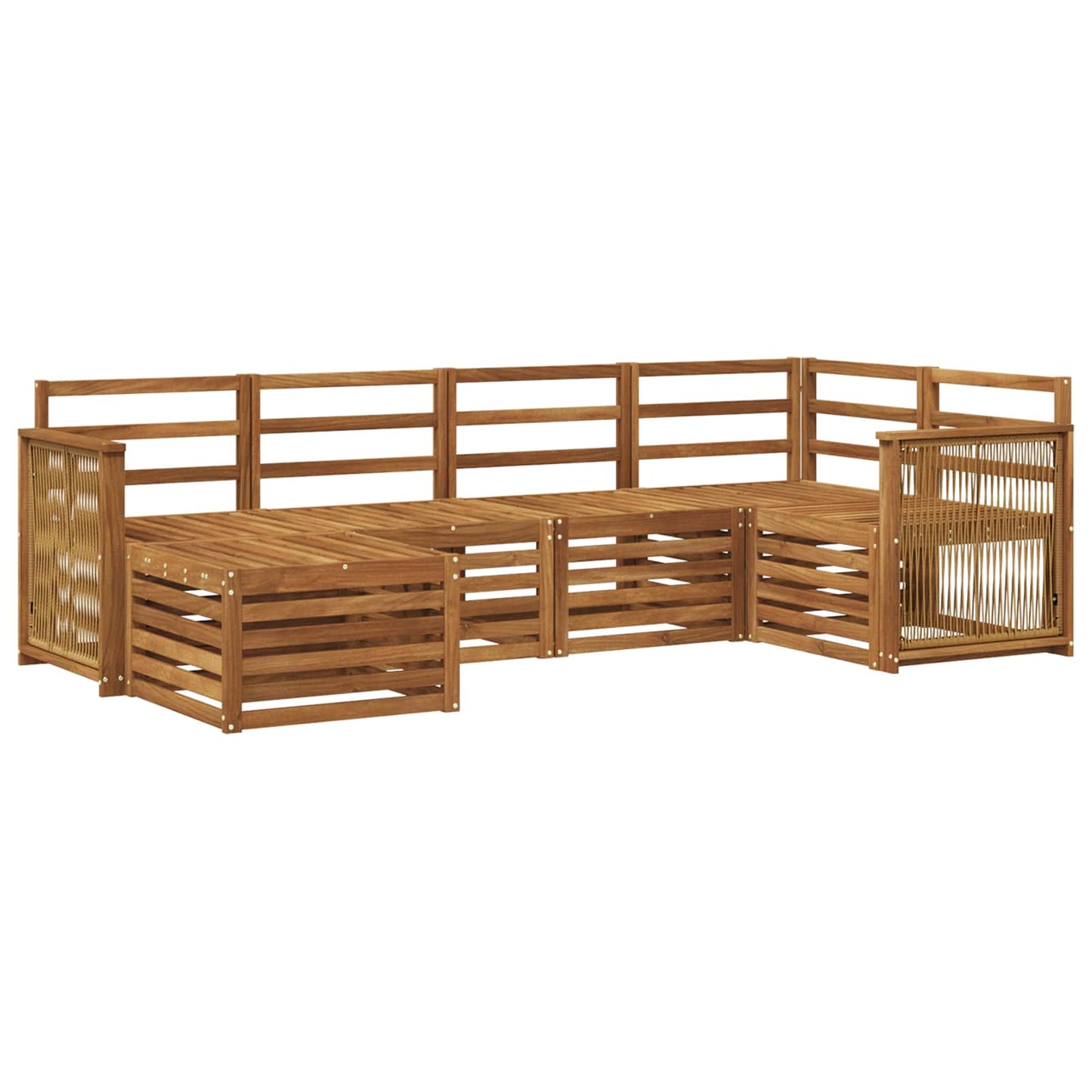 Hoekbank Set 5 pcs Naturel Massief Acaciahout is nu te koop bij PeponiXL, paradijselijk wonen!