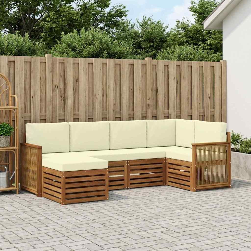 Hoekbank Set met kussen 5 pcs Natuurlijk en Crème is nu te koop bij PeponiXL, paradijselijk wonen!
