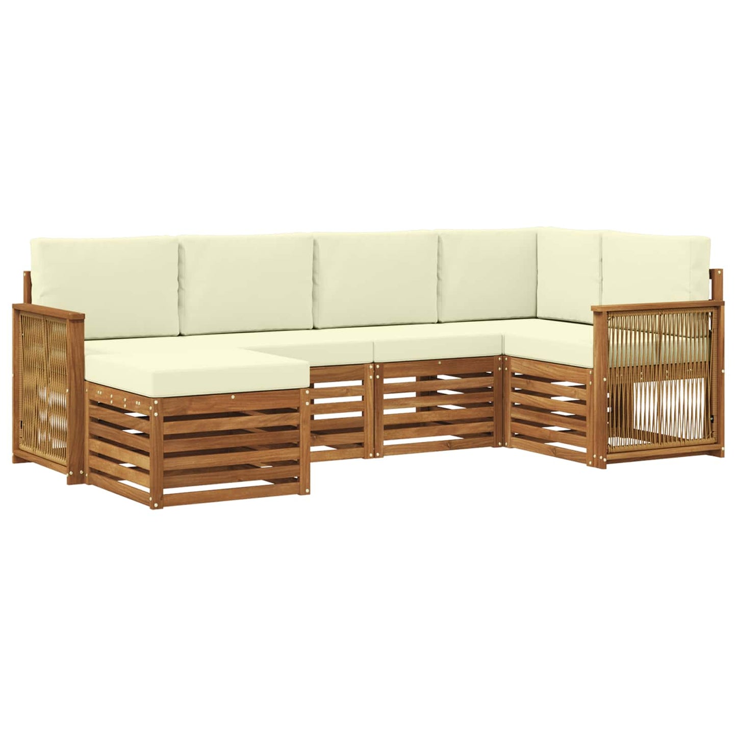 Hoekbank Set met kussen 5 pcs Natuurlijk en Crème is nu te koop bij PeponiXL, paradijselijk wonen!