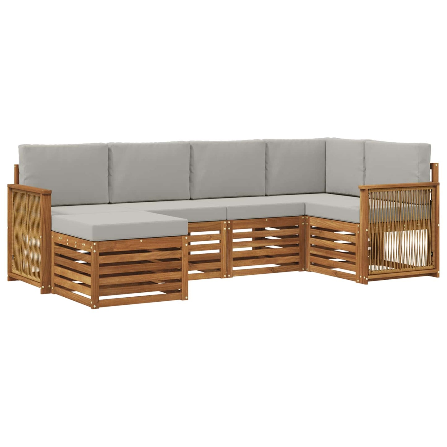 Hoekbank Set met kussen 5 pcs Naturel en lichtgrijs is nu te koop bij PeponiXL, paradijselijk wonen!